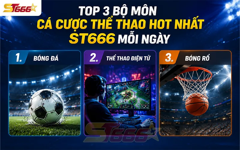 Top 3 bộ môn cá cược thể thao hot nhất ST666