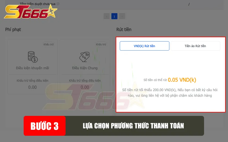 Lựa chọn phương thức thanh toán ST666